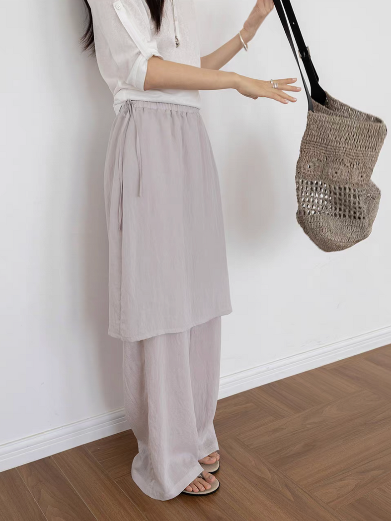 Modal poly cotton drawstring elasticated skirt pants 3