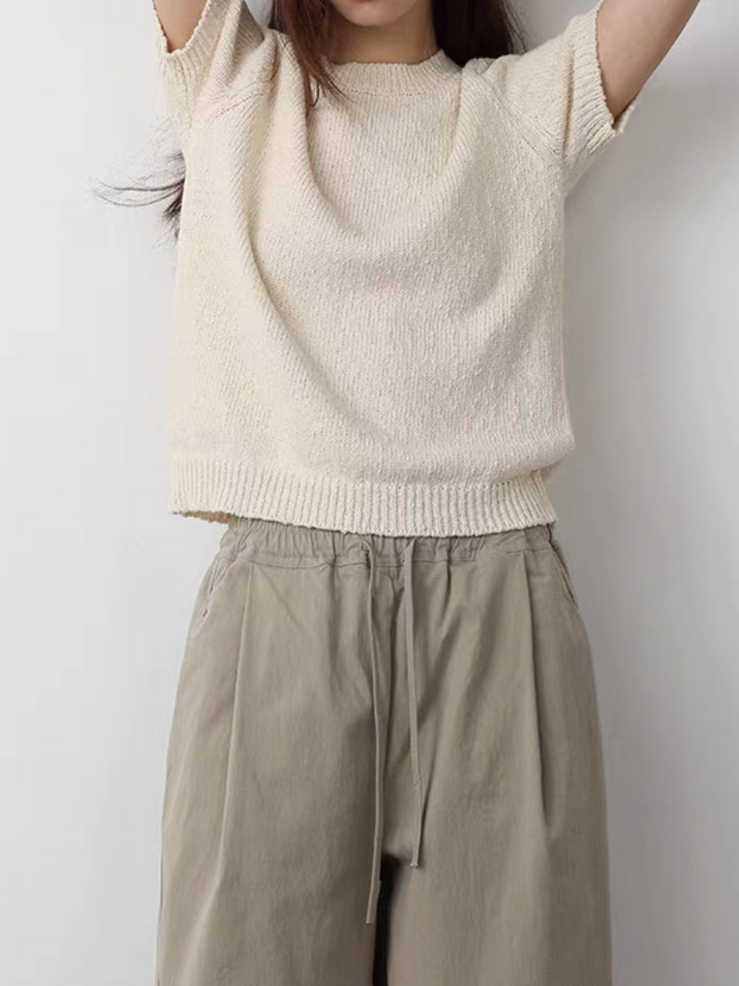 Mixed color crewneck cotton acrylic knitted top 7