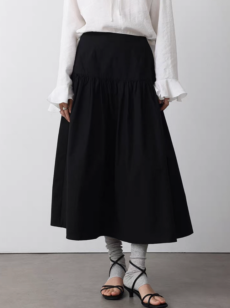 High waisted zipper A line ruffle table skirt 2