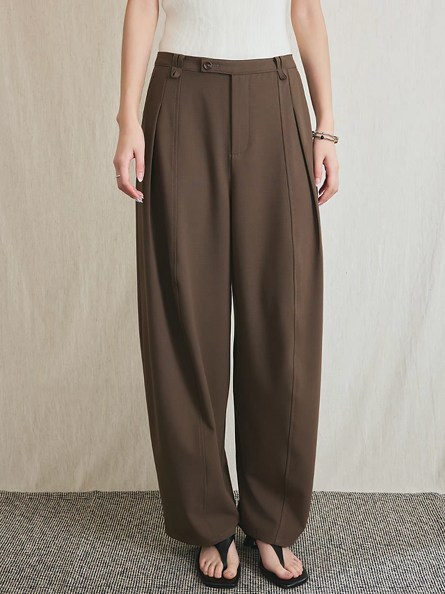 Poly rayon contour high waisted mocha trousers 1