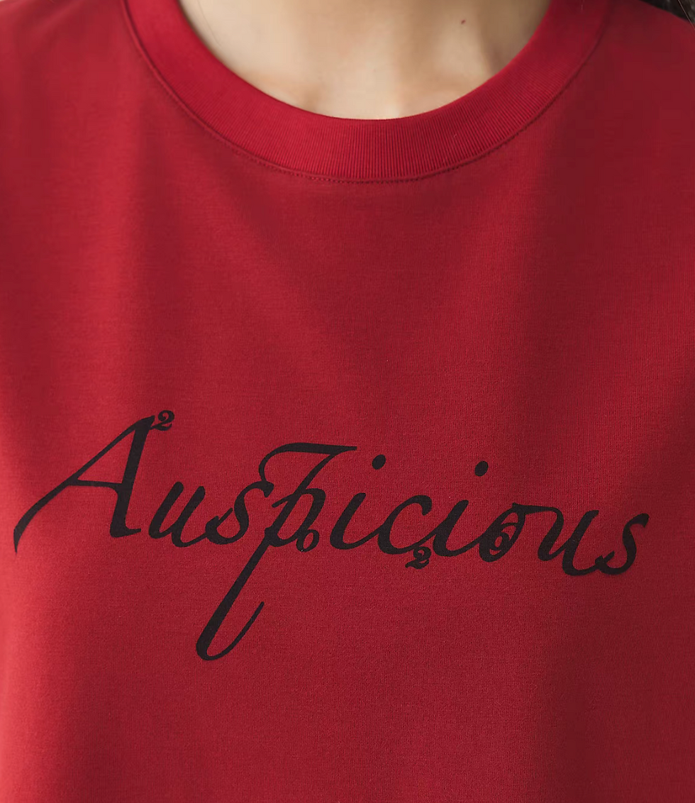 Thumbnail: Cursive print crewneck cotton mid length tee