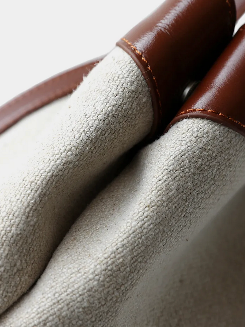 Docking calf leather tweed fabric dumpling shoulder + handle tote bag 9