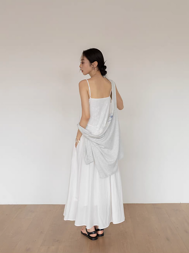 Embroidered floral ivory cotton tencel rayon lined slipdress 10