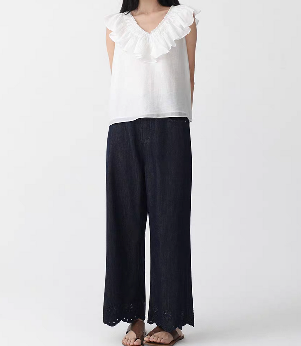 Thumbnail: Ruffle layered collar lyocell rayon lined vest
