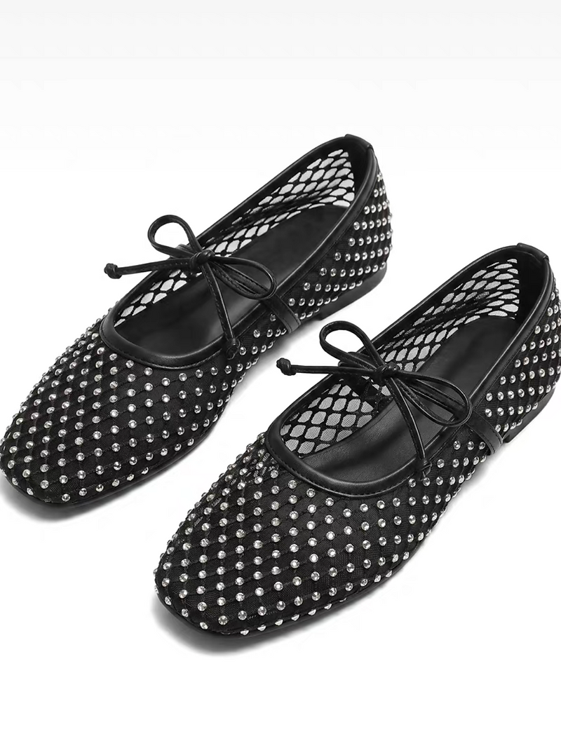 Mesh embellished lambskin ballerinas 12