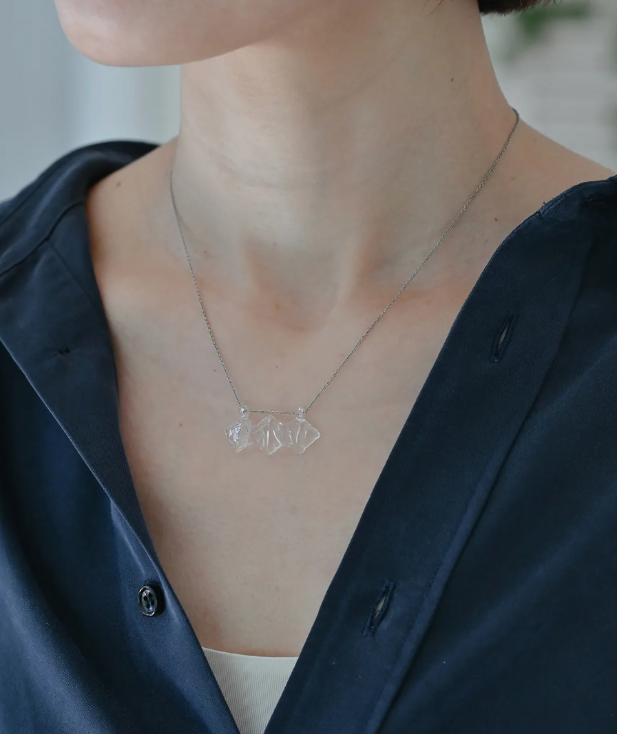 Thumbnail: Handmade Hario Usrai Thin Ice On Surface clear glass necklace