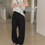 Thumbnail: Diagonal seam high waisted acid washed jeans