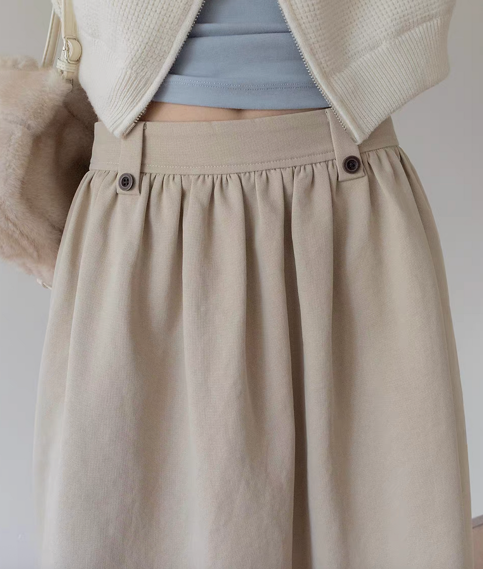 Thumbnail: Back elasticated tencel cotton A line skirt