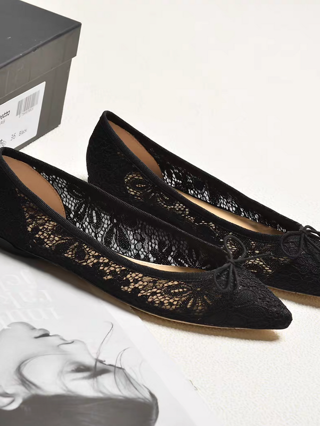 Repetto Paris made in France lace crochet lambskin ribbon flats 9