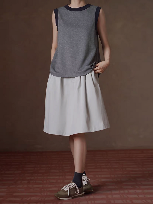 Color blocking grey cotton vest 6