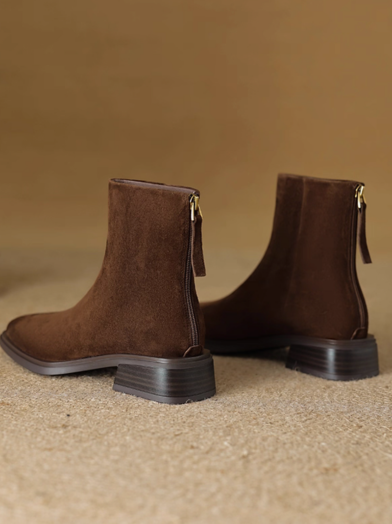 Lambskin suede back zipped ankle boots 12