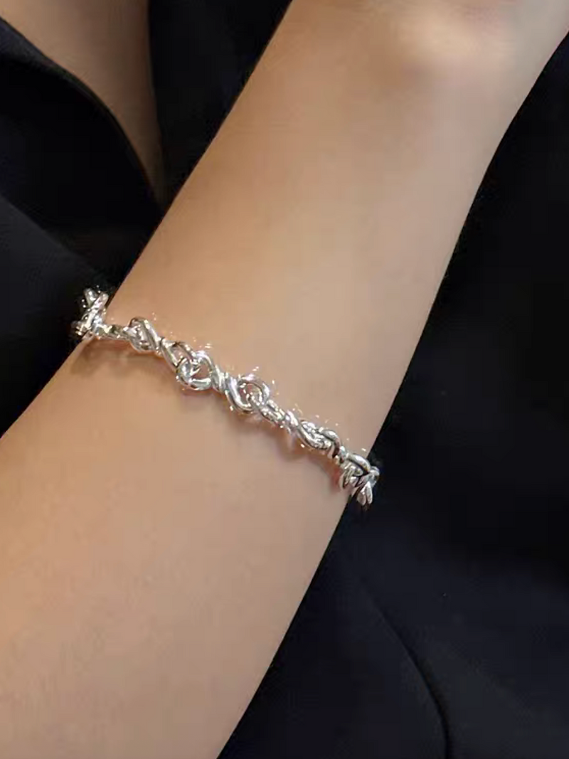 925 Silver interloop engraved plate bracelet 2