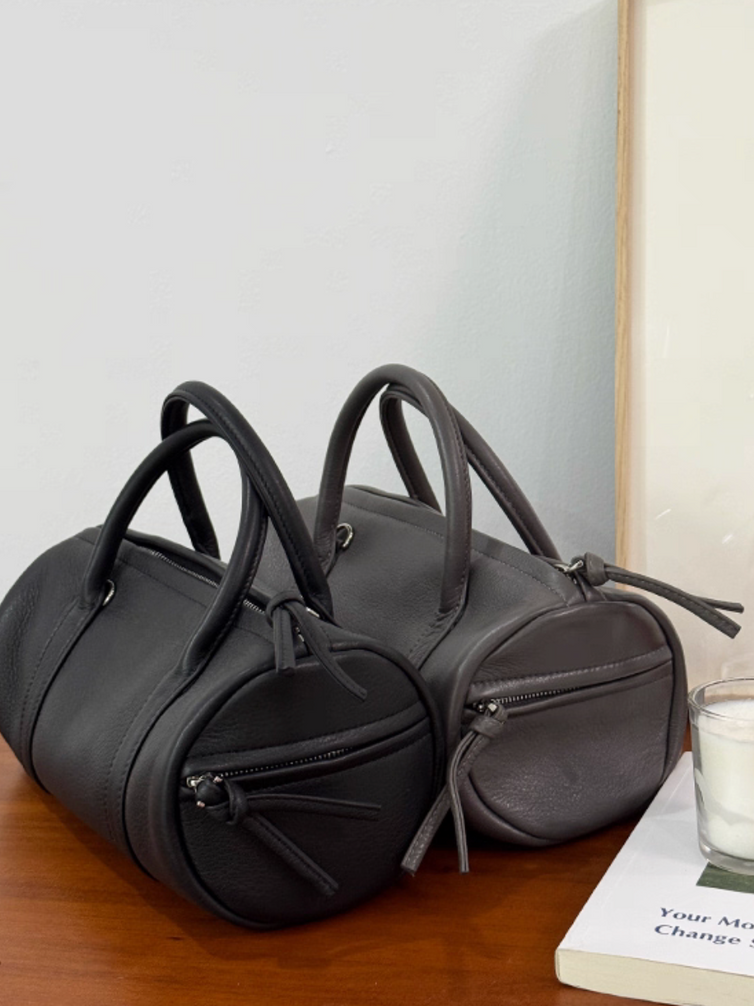Side zipper toga embossed calf leather tube handle + crossbody bag 2