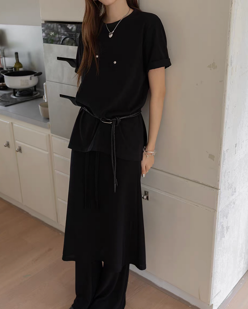 Thumbnail: Embossed floral embellished floral cotton rayon crewneck tee