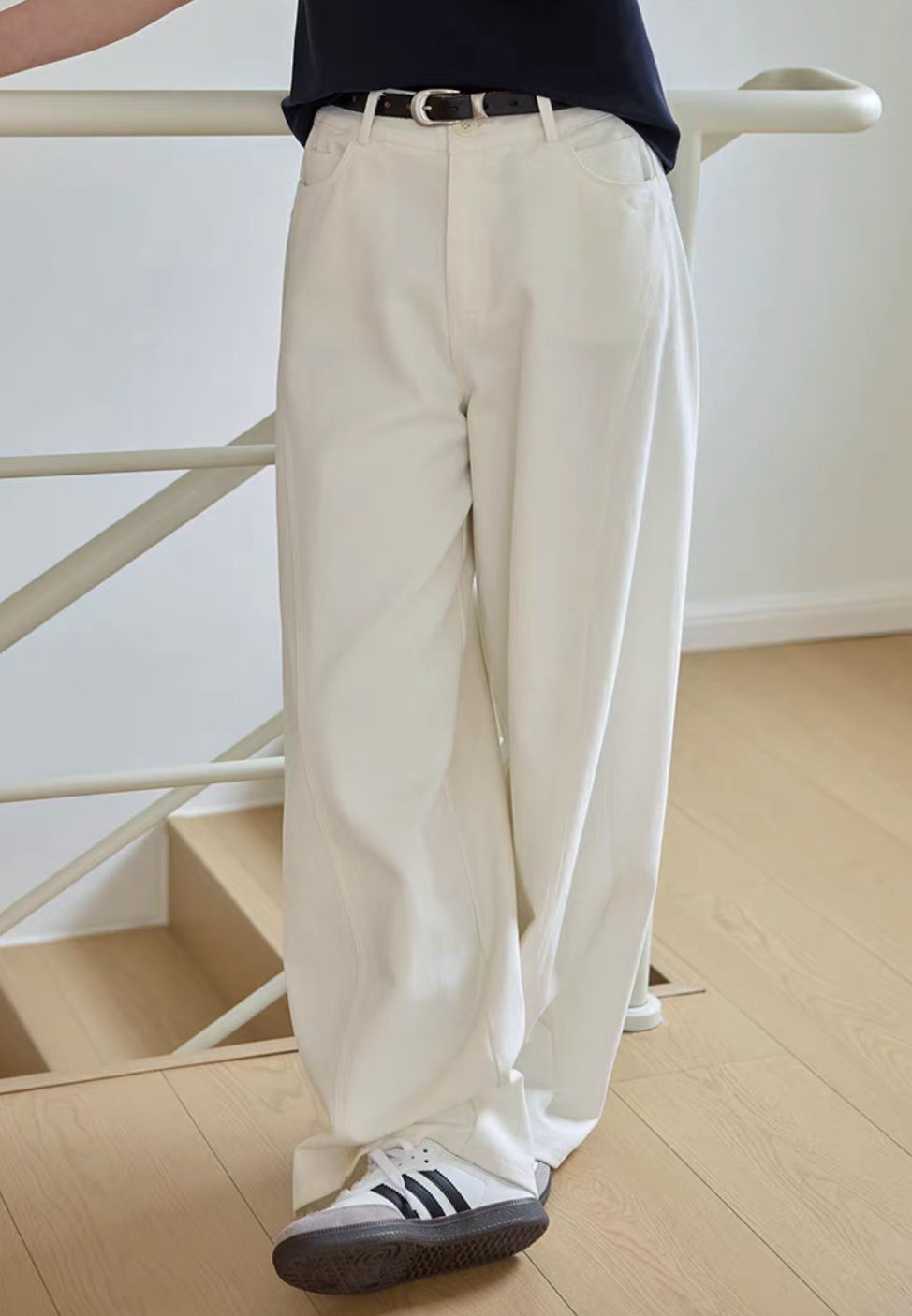 Thumbnail: Contour ivory high waisted denim pants