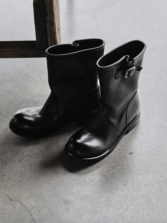 Made in Italy Italian brushed off ruffled calf leather mid west boots 1