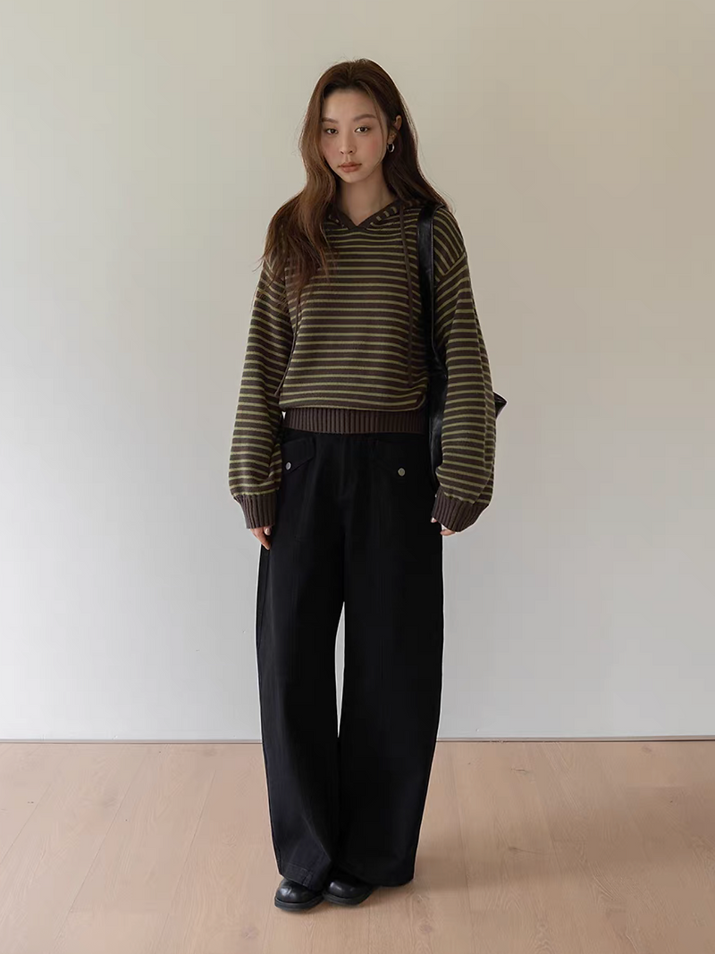 High waisted folded pockets denum pants 3