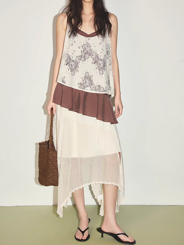 Lace crochet poly cotton bordeaux trim 2 pieces camisoles set 5