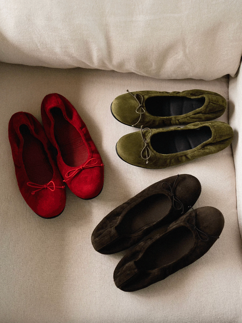 Made in Italy Italian suede sheep skin ribbon elasticated ballerina flat 11