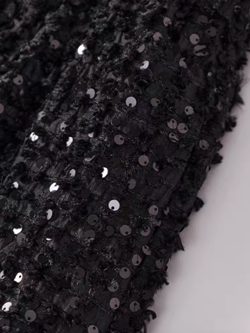 High waised black galaxy sequins poly skirt 10