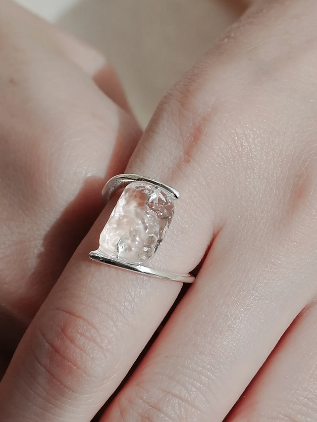 Handmade Hario glacier flow glass ring 1