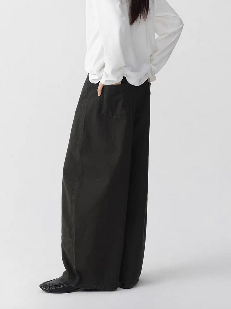 Contour back elasticated cotton denim straight pants 15