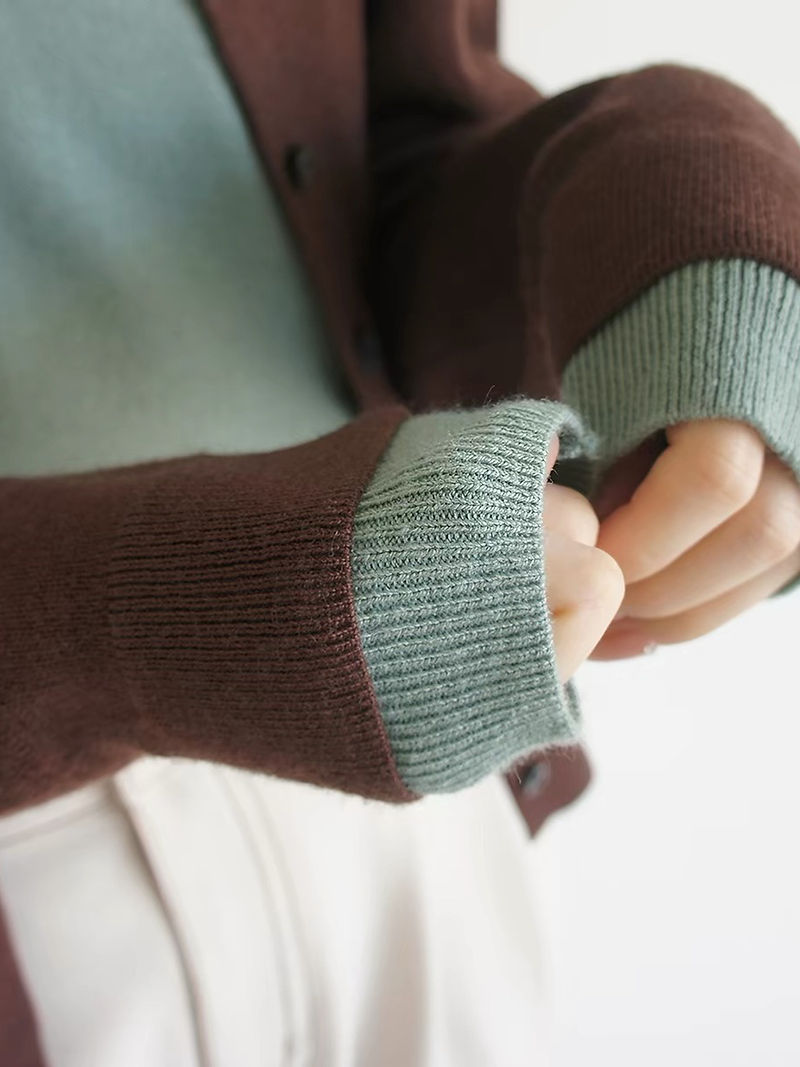Mocha mint connected two pieces like 40% wool rayon knitted crewneck cardigan 5