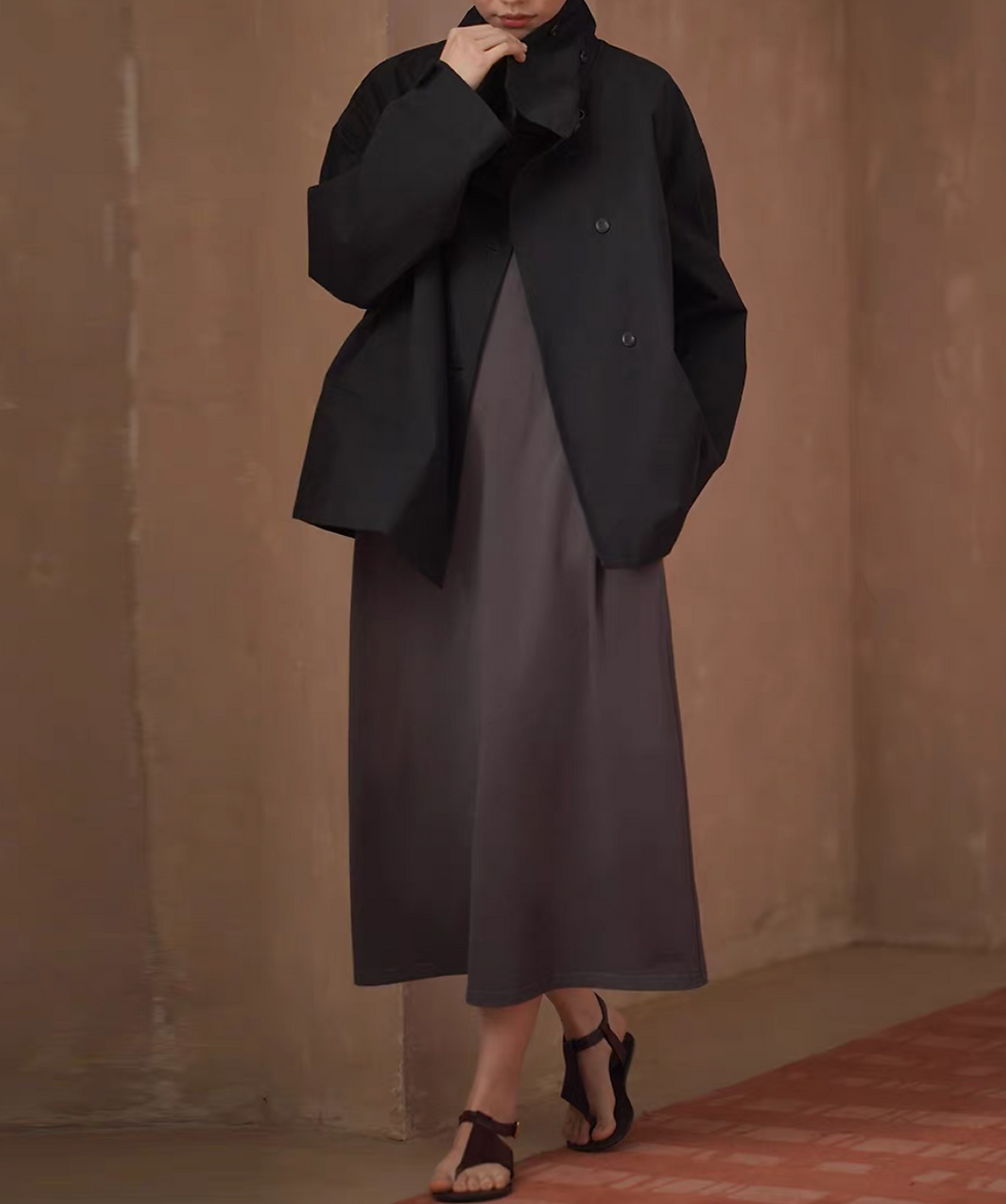 Thumbnail: Charcoal modal cotton belted flutter sleeves dress