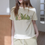 Thumbnail: Pears print stitched trim shortsleeved pastel yellow cotton tee