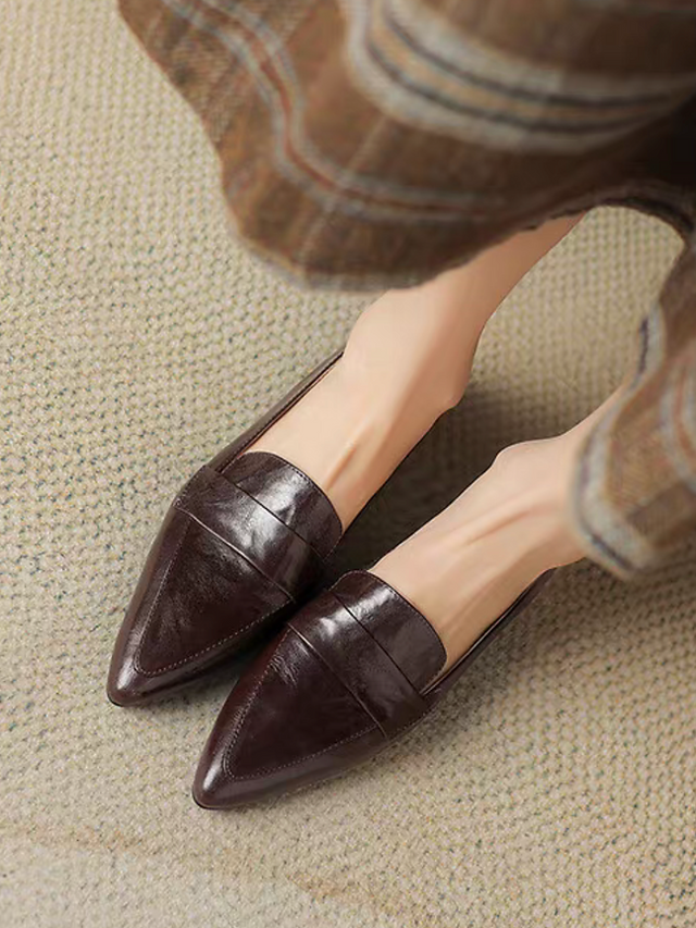 Pointy penny saver calf leather loafers 2
