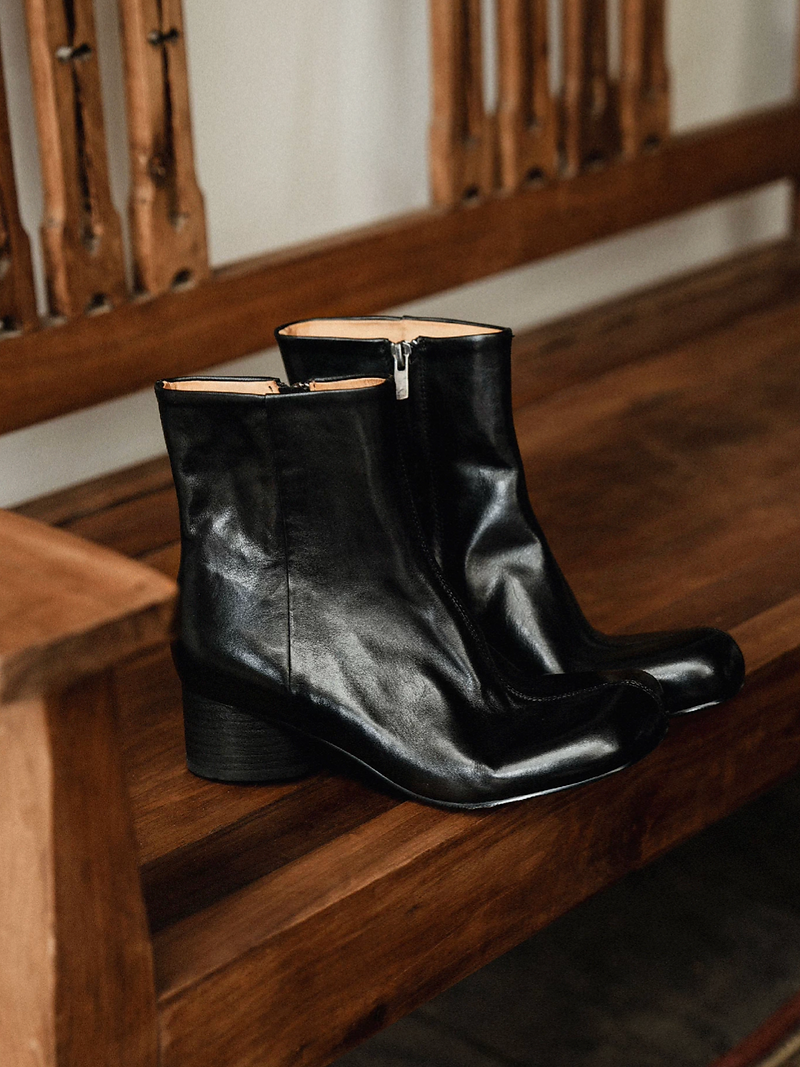Made in Italy Italian calf leather round toe side zipped ankle boots 2