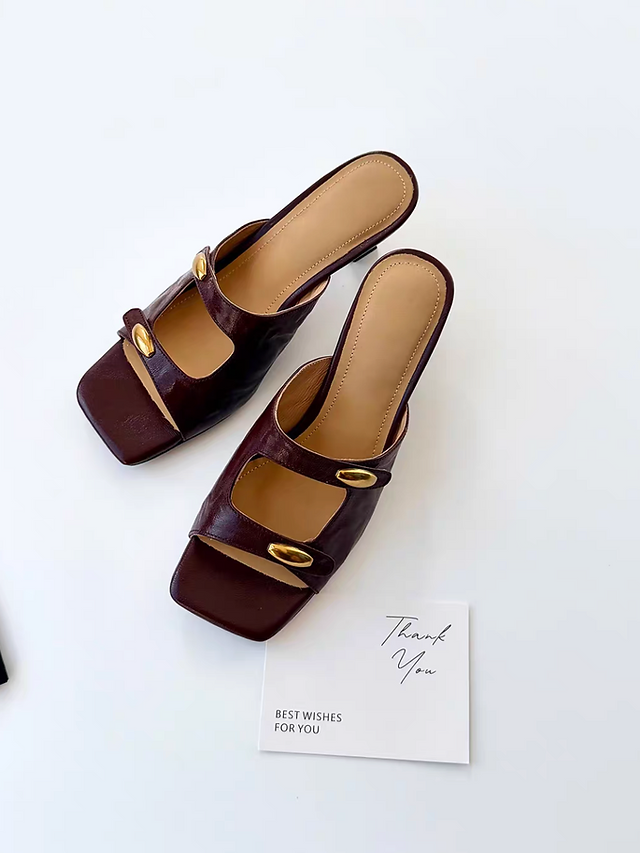 Lambskin brass pinned intersect low heel slip ons 3