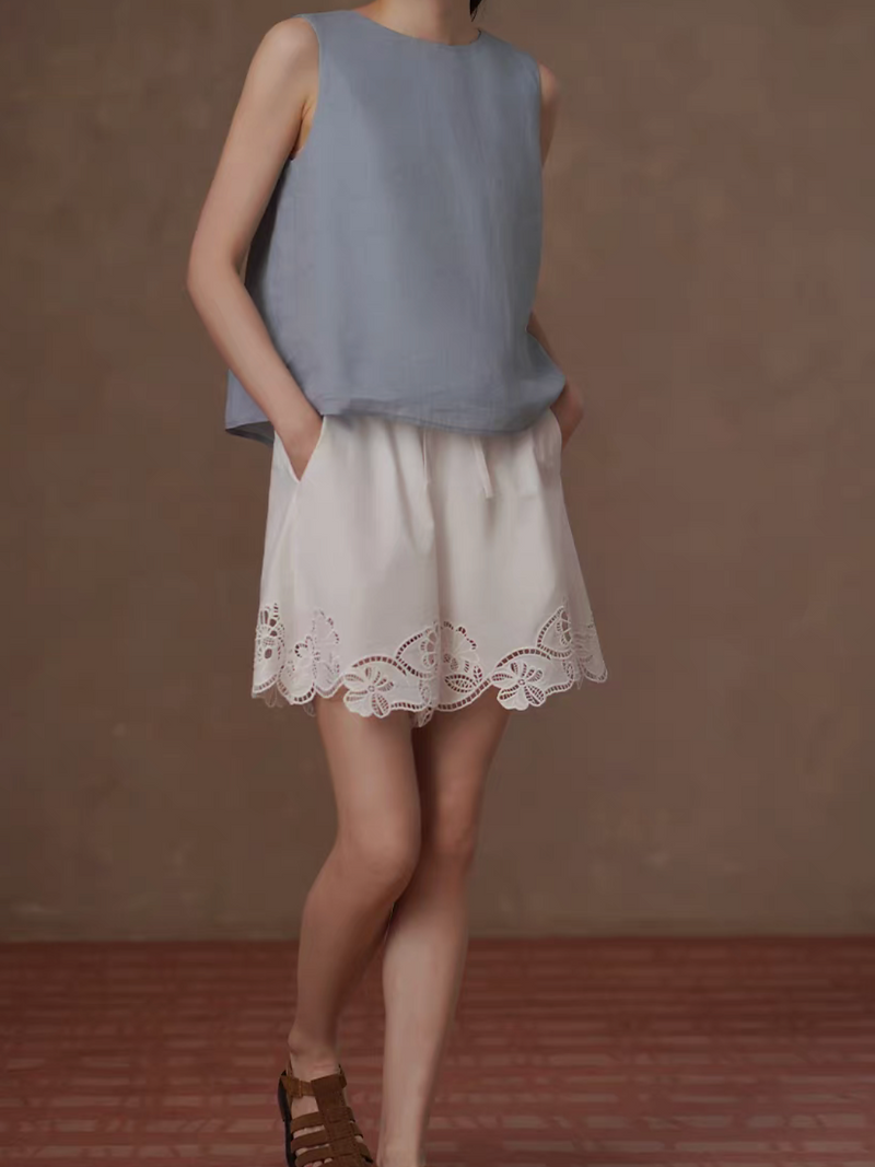 Blue tencel lyocell poly two way pleated vest 9