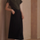 Thumbnail: High waisted diagonal pleated cotton rayon black skirt A line skirt