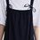 Thumbnail: Navy cotton shoulder ribbons side pockets slipdress