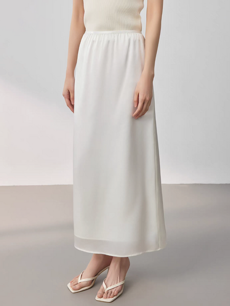 Ivory pearl elasticated satin lined skirt
