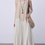 Thumbnail: Beige ivory tencel docking floral sequins deco crewneck sleeveless dress