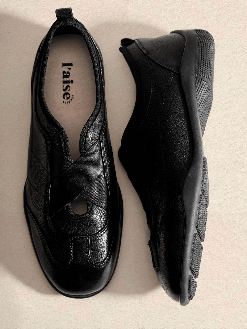 Made in Italy black calf leather crossed straps sporty shoes 5