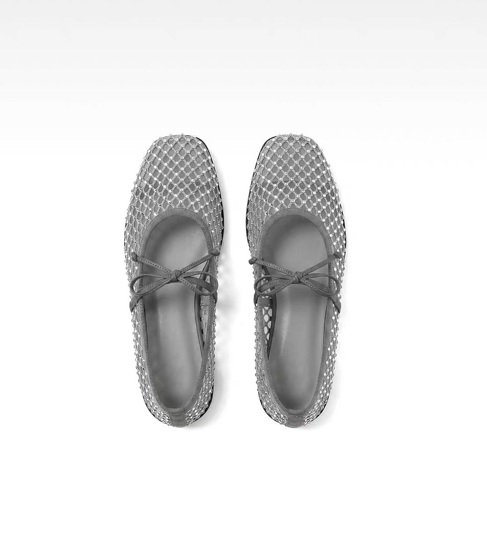 Thumbnail: Mesh bling bling lambskin ballerinas