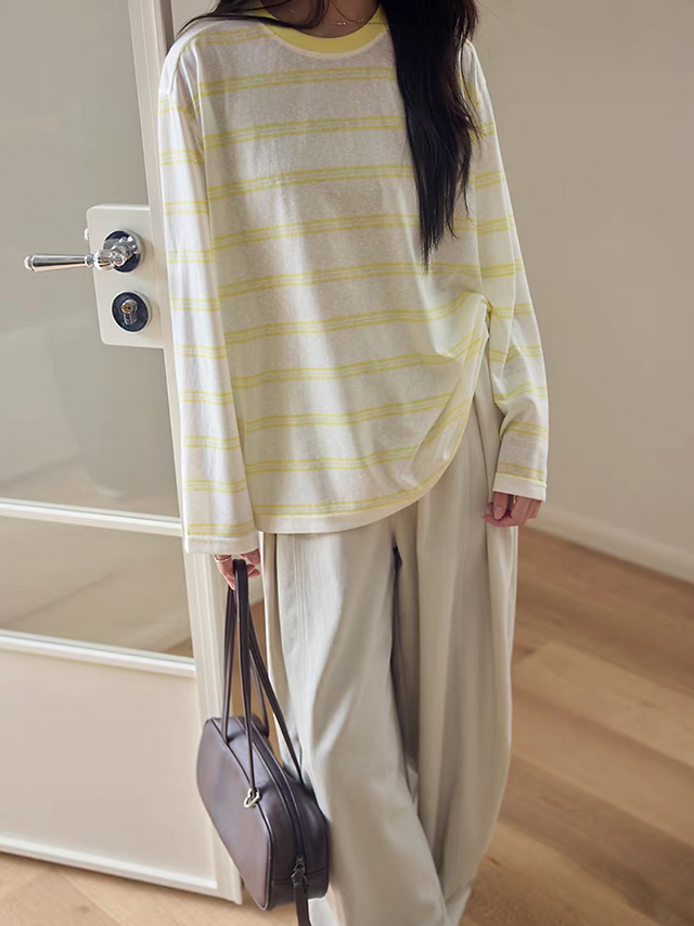 Back elasticated tencel cotton ivory beige high waisted stitched trim pants 6