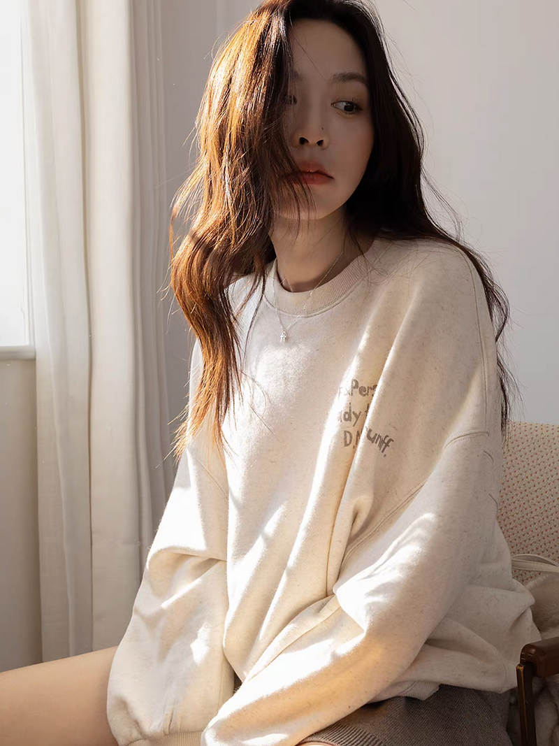Cotton crewneck print sweater 2
