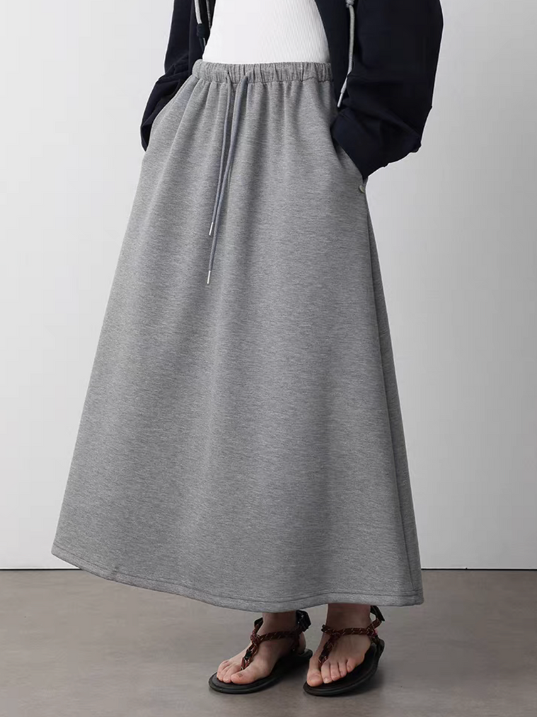 Cotton neoprene drawstring A line elasticated skirt 8