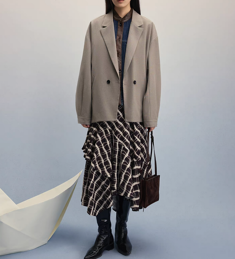 Thumbnail: Synthetic suede trim denim buttoned vest