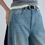 Thumbnail: Floral paint denim high waisted acid washed pants