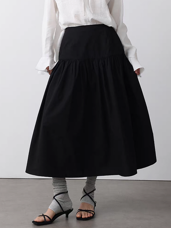 High waisted zipper A line ruffle table skirt