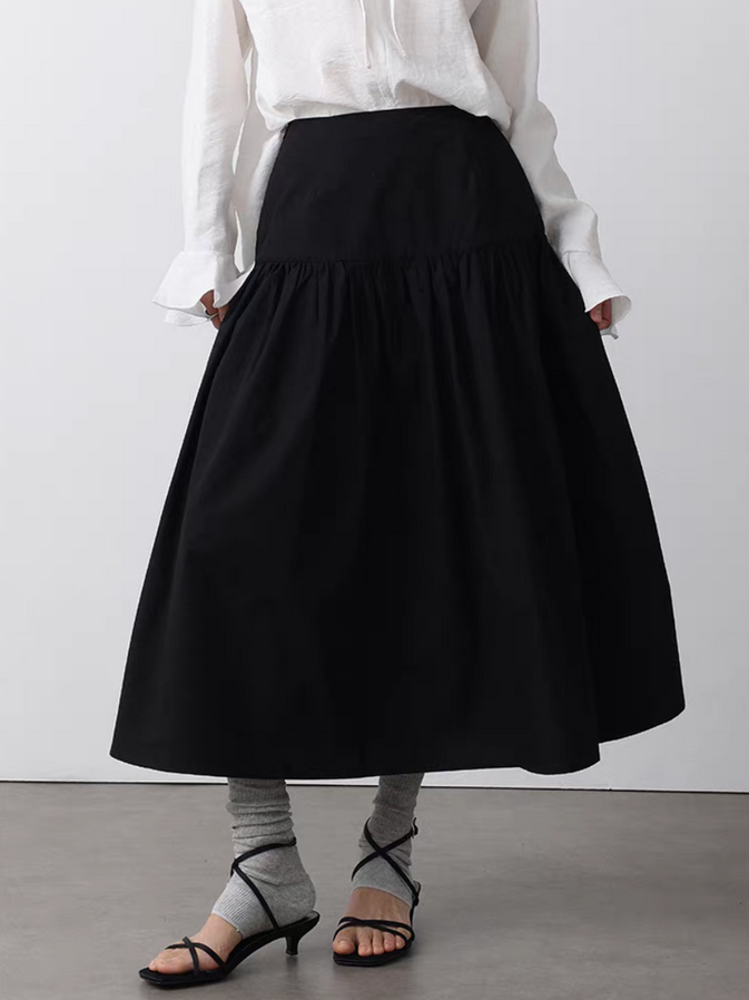 High waisted zipper A line ruffle table skirt 1
