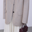 Thumbnail: Mixed color beige cotton rayon frills trim mid length jacket