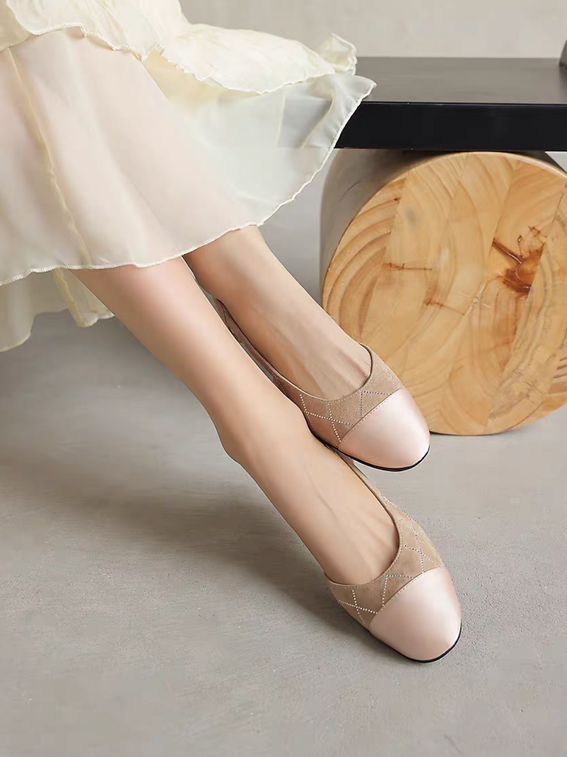 Suede lambskin satin sling back docking flats 6