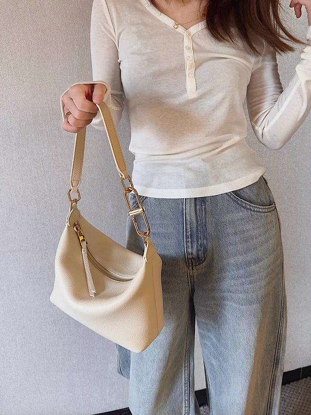 Ivory toga embossed calf leather 3 way interloop handle + crossbody drape bag 6