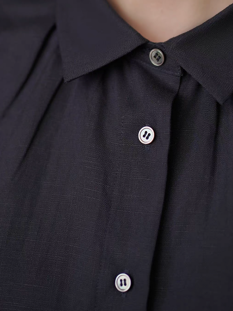 Navy linen lyocell polo shortsleeved shirt 3